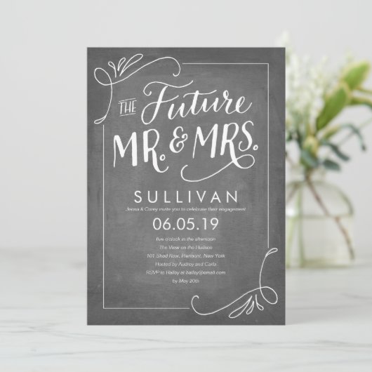 Hand Lettered Future Verloving Chalkboard Kaart (Staand voorkant)