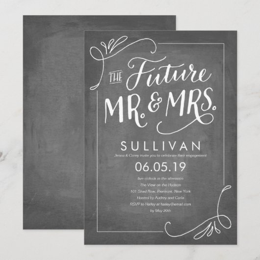 Hand Lettered Future Verloving Chalkboard Kaart (Voorkant / Achterkant)