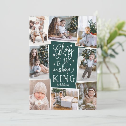 Hand Lettered Glory | Collage voor meerdere foto's Feestdagenkaart (Staand voorkant)