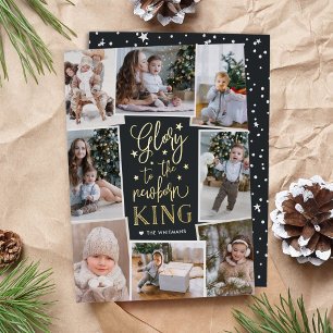 Hand Lettered Glory   Collage voor meerdere foto's Folie Feestdagenkaart