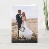 Hand Lettered Gold Script Heart Photos Wedding Bedankkaart (Voorkant)