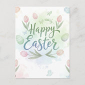 Hand-Lettered Happy Easter Watercolor Greeting Briefkaart (Voorkant)