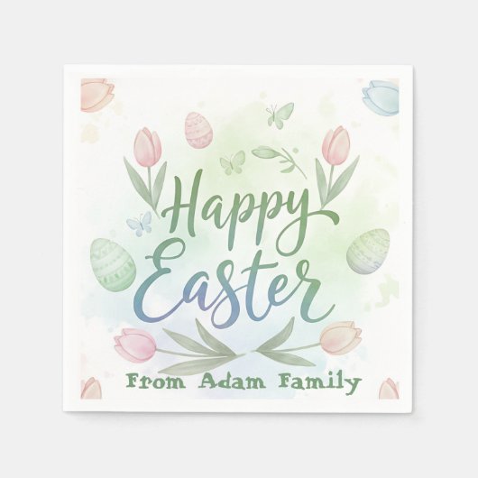 Hand-Lettered Happy Easter Watercolor Servet (Voorkant)