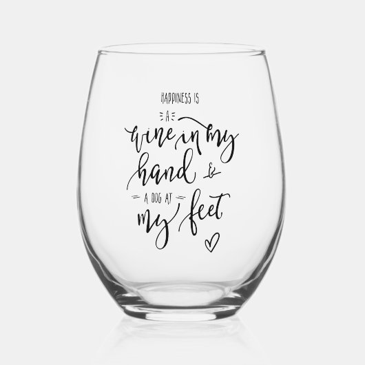 Hand lettered Hond Mam Quote Wijnglas Zonder Voet (Voorkant)
