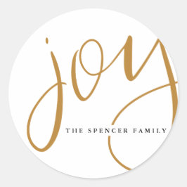 Hand Lettered Joy Custom Name Ronde Sticker
