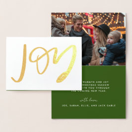 Hand Lettered JOY Photo Gold Foil Kaart