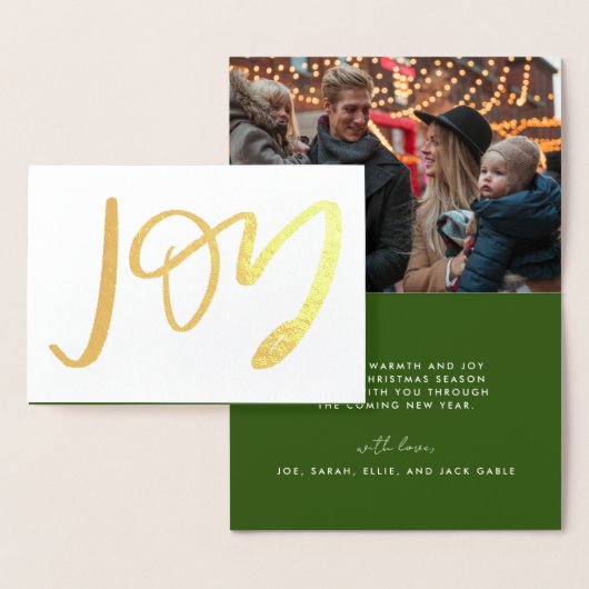 Hand Lettered JOY Photo Gold Foil Kaart (Display)