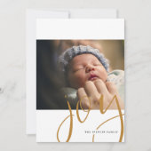 Hand Lettered Joy Photo Holiday Uitnodiging (Voorkant)