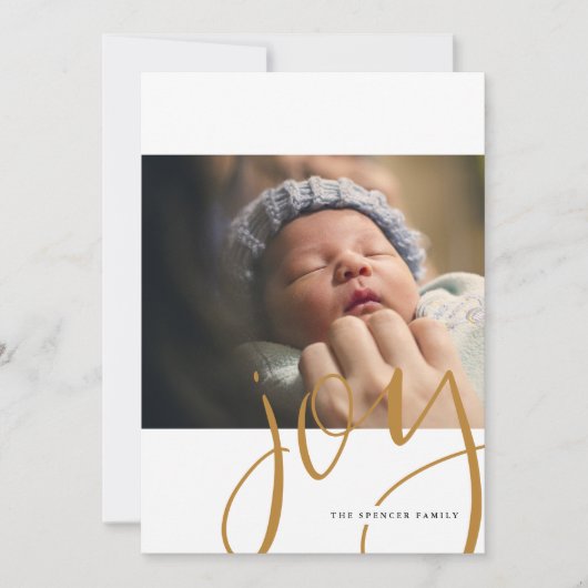 Hand Lettered Joy Photo Holiday Uitnodiging (Voorkant)