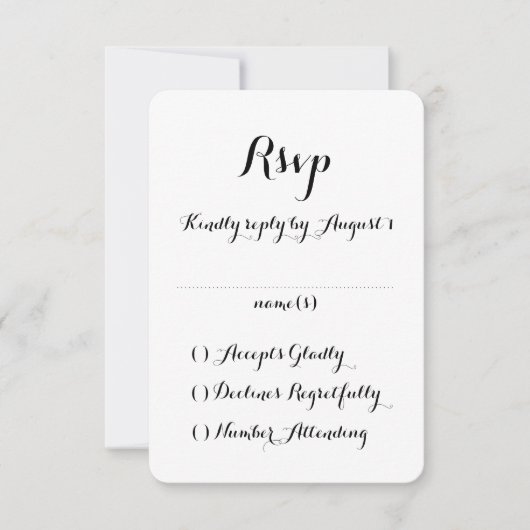 Hand Lettered Kalligrafie Bruiloft RSVP Kaart (Voorkant)