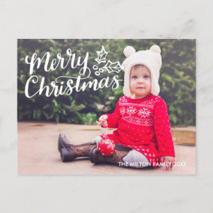 Hand Lettered Kerst Full Photo Briefkaart