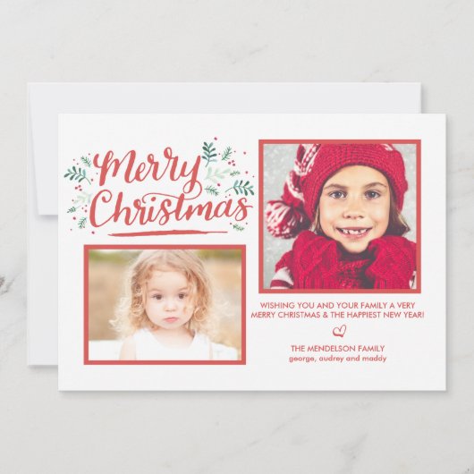 Hand Lettered Kerstwinter Waterverf Foliage Feestdagenkaart (Voorkant)