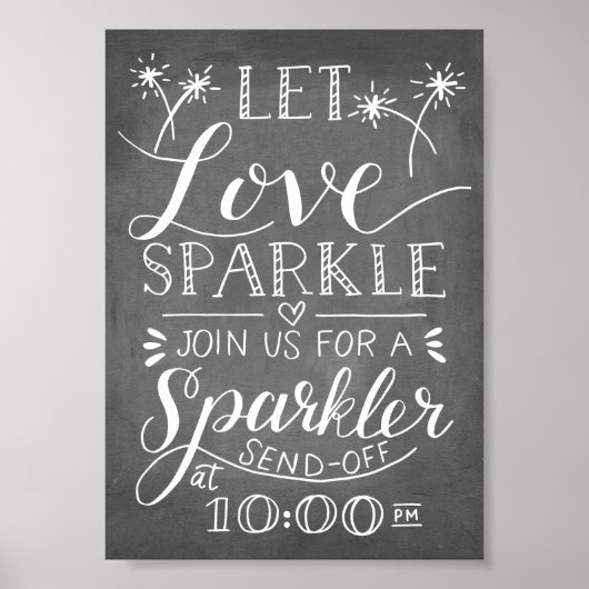 Hand Lettered Laat Liefde Sprankelen Vonken Afsche Poster (Voorkant)