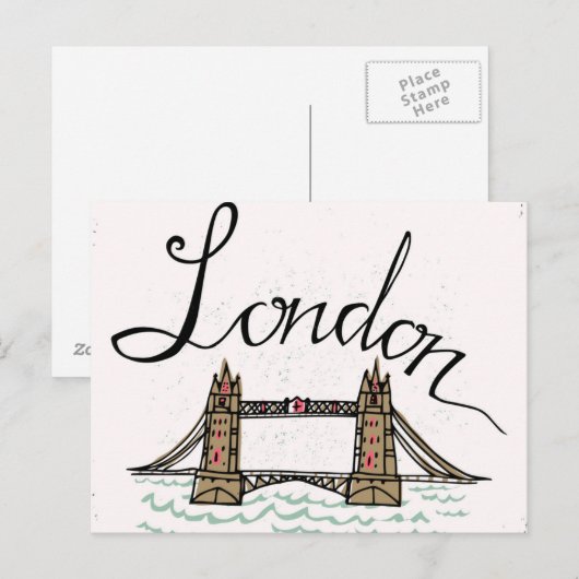 Hand Lettered London Bridge Briefkaart (Voorkant / Achterkant)