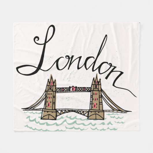 Hand Lettered London Bridge Fleece Deken (Voorkant (Horizontaal))