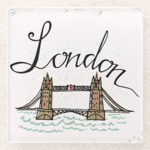 Hand Lettered London Bridge Glazen Onderzetter