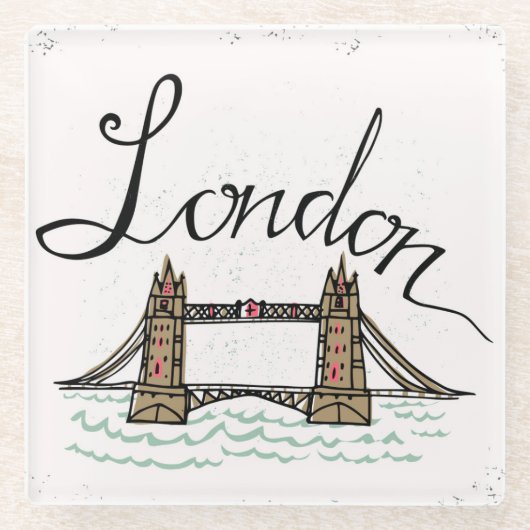 Hand Lettered London Bridge Glazen Onderzetter (Voorkant)
