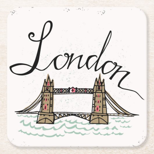 Hand Lettered London Bridge Kartonnen Onderzetters (Voorkant)