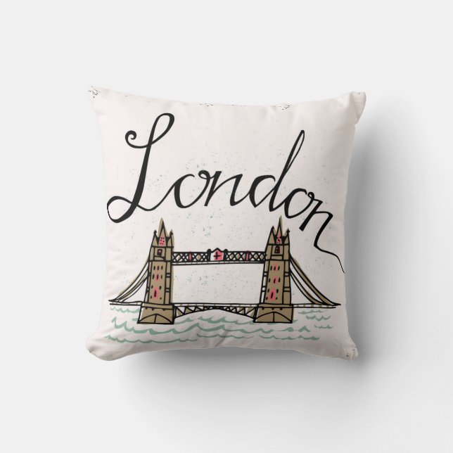 Hand Lettered London Bridge Kussen (Voorkant)