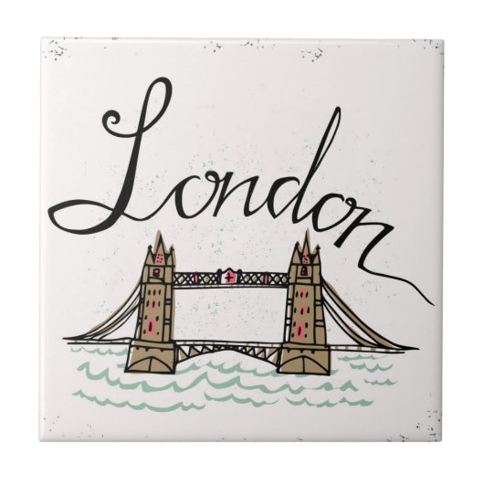 Hand Lettered London Bridge Tegeltje (Voorkant)