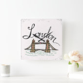 Hand Lettered London Bridge Vierkante Klok (Huis)
