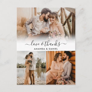 Hand Lettered Love and Bedankt Wedding Photo Aankondigingskaart