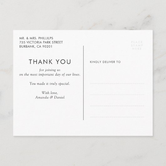 Hand Lettered Love and Bedankt Wedding Photo Aankondigingskaart (Achterkant)