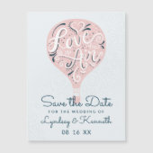 Hand Lettered Love Baby Pink Balloon Save the Date (Voorkant)