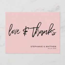 Hand-Lettered Love Bedankt Blush Roze Briefkaart