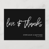 Hand-Lettered Love Bedankt Modern Zwart Briefkaart (Voorkant)