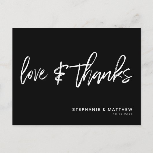Hand-Lettered Love Bedankt Modern Zwart Briefkaart (Voorkant)