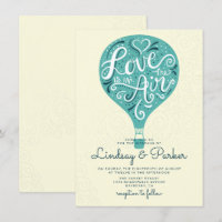 Hand Lettered Love Blauwgroen Hot Air Balloon Wedd