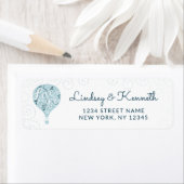 Hand Lettered Love Blue Balloon Retouradres Etiket (Insitu)