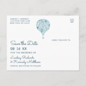 Hand Lettered Love Blue Balloon Save the Date Aankondigingskaart (Achterkant)