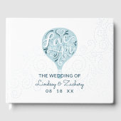 Hand Lettered Love Blue Hot Air Ballonbruiloft Gastenboek (Voorkant)