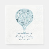 Hand Lettered Love Blue Hot Air Bruiloft Monogram Servet (Voorkant)