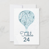Hand Lettered Love Blue Trouwtafel Nummers Kaart (Voorkant)