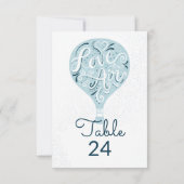 Hand Lettered Love Blue Trouwtafel Nummers Kaart (Achterkant)