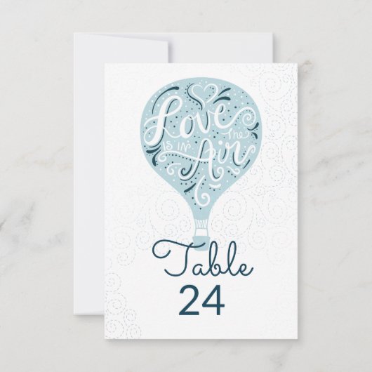 Hand Lettered Love Blue Trouwtafel Nummers Kaart (Achterkant)