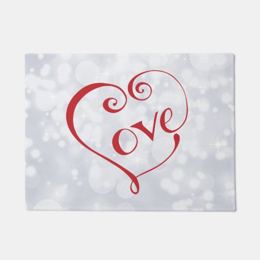 Hand Lettered Love Heart in Red Deurmat (Voorkant)