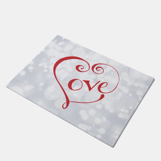 Hand Lettered Love Heart in Red Deurmat (Schuin)