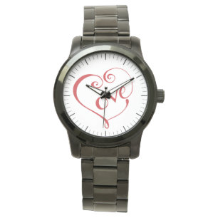 Hand Lettered Love Heart in Red Horloge