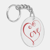 Hand Lettered Love Heart in Red Sleutelhanger (Voorkant Links)