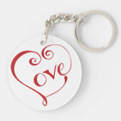 Hand Lettered Love Heart in Red Sleutelhanger (Achterkant)