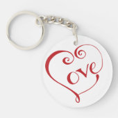 Hand Lettered Love Heart in Red Sleutelhanger (Voorkant)