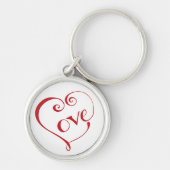 Hand Lettered Love Heart in Red Sleutelhanger (Voorkant)