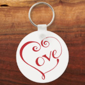 Hand Lettered Love Heart in Red Sleutelhanger (Voorkant)