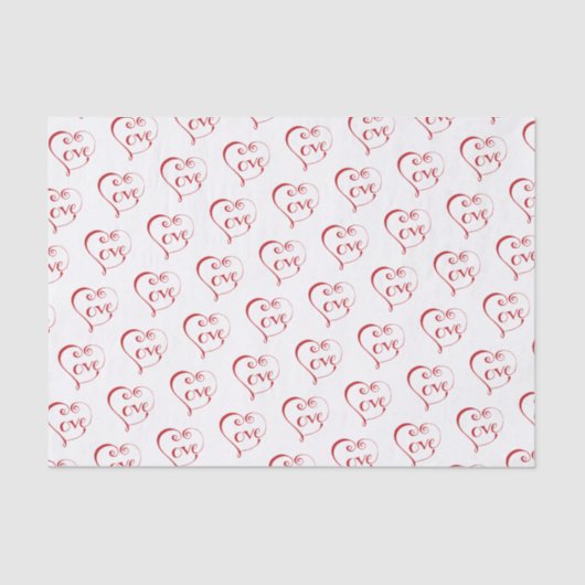 Hand Lettered Love Heart in Red Tissuepapier (Voorkant)