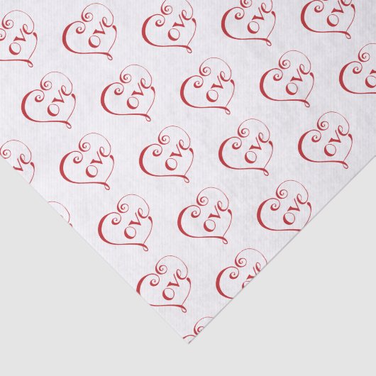 Hand Lettered Love Heart in Red Tissuepapier (Detail)