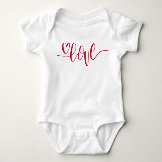 Hand-Lettered Love Heart Red Romper (Voorkant)